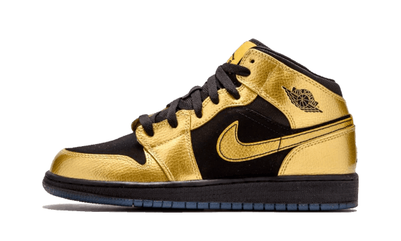 Reaprovizionare Air Jordan 1 Mid Metalic Gold Coin Black (gs)