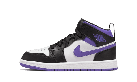 Air Jordan 1 Mid Alb Negru Violet (ps) Restock