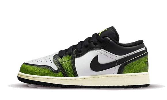 Air Jordan 1 Low Alb Negru Verde (gs) Restock